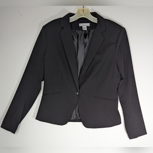 Black Short Blazer Size 4 Single Button H & M Fitted - Picture 1 of 10